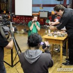 Matt Rogalsky performing and three video cameras